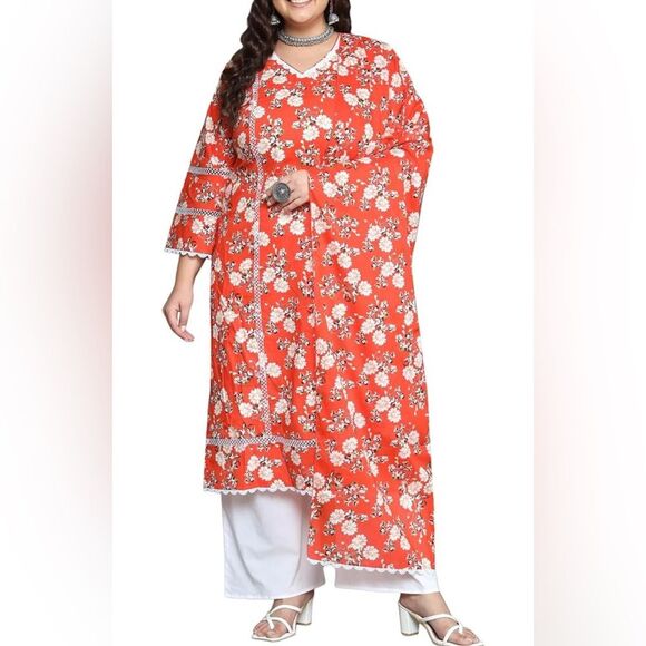 Women's Cotton Kurta & Palazzo with Dupatta - Size: 5XL(50) NWT - Picture 1 of 13